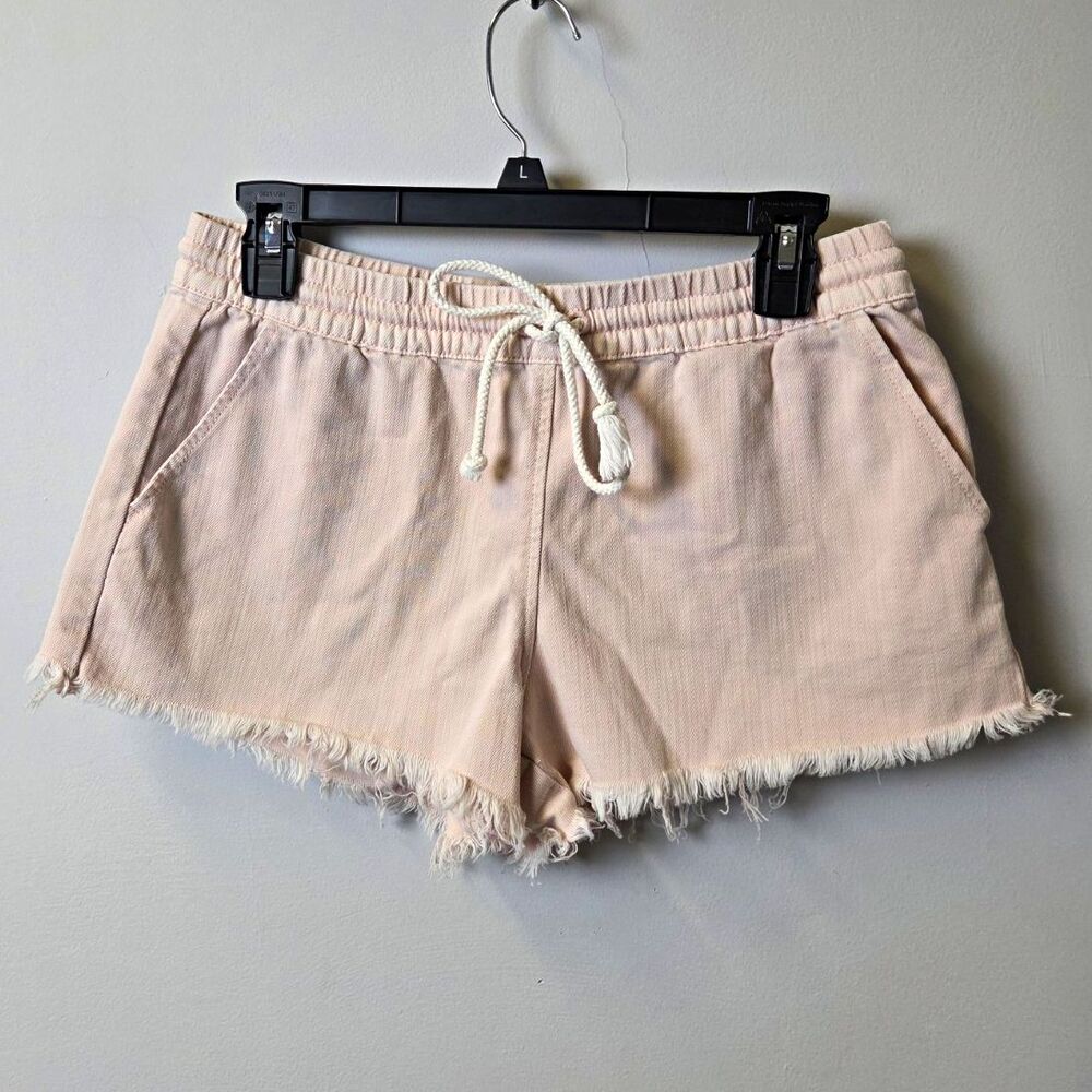 Aerie Rich Pink Cotton Twill Cut Off Shorts Elastic Drawstring Pockets S